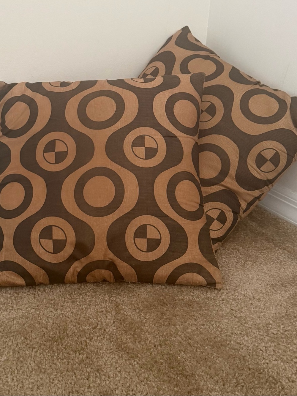 Decorative Brown and Tan Geometric Throw Pillows - Set of 2